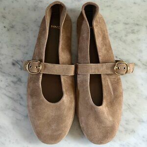 Mango Suede Leather Ballet Flats
